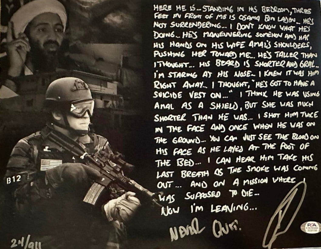 Robert O'Neill Signed limited edition (24/911) "Osama Bin Laden Killing" 11x14 Story Photo PSA/DNA