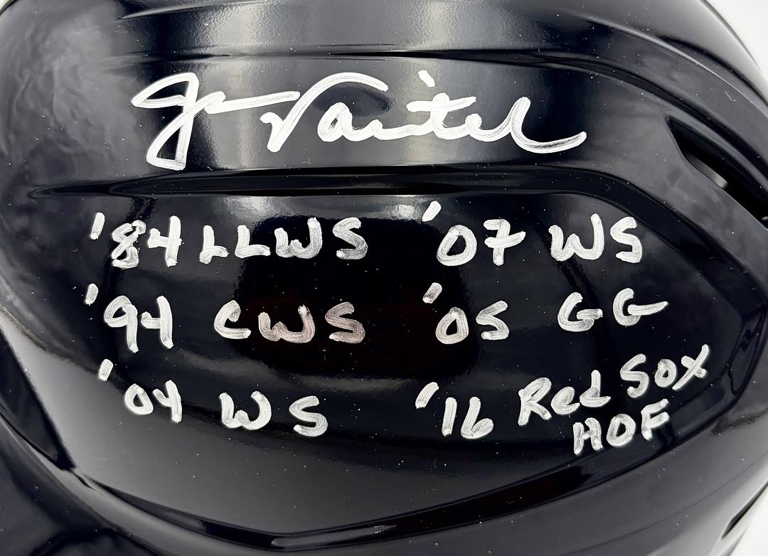 Jason Varitek signed full size replica batters helmet w/multiple inscriptions (Red Sox) - JSA COA