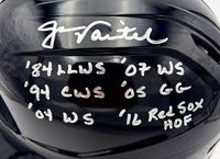Jason Varitek signed full size replica batters helmet w/multiple inscriptions (Red Sox) - JSA COA
