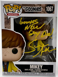 Sean Astin signed "Mikey" Funko #1067 (The Goonies) w/quote- OC Celebrity Marketing COA
