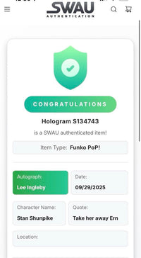Lee Ingleby signed "Stan Shunpike" Funko #170 (Harry Potter) w/quote - Empire Signings & SWAU COA