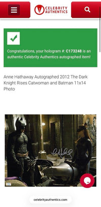 Anne Hathaway sexy signed 11x14 "Batman" - Celebrity Authentics COA