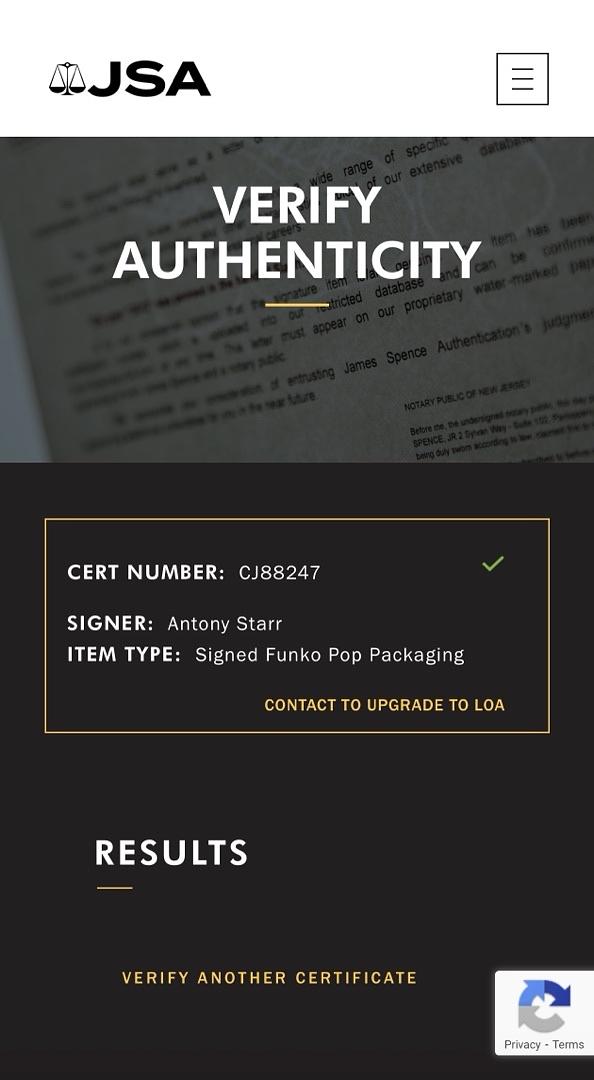 Antony Starr signed "Homelander" Funko #984 (The Boys) - JSA COA