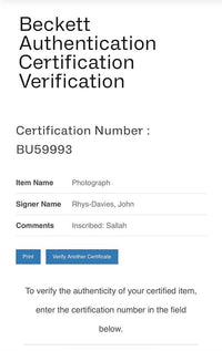 John Rhys-Davies (Raiders of the Lost Ark) signed 8x10 - Beckett COA