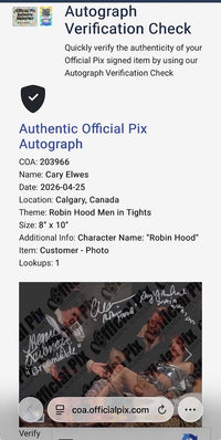 Cary Elwes Amy Yasbeck & Megan Cavanagh (Robin Hood Men in Tights) signed 8x10 - Beckett & Official Pix COAs