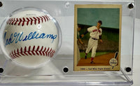 Ted Williams signed baseball mounted with 1959 Fleer baseball cards - JSA COA