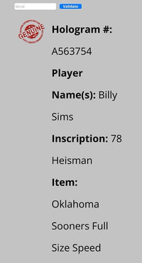 Billy Sims full size replica signed helmet w/Heisman inscription - Schwartz COA