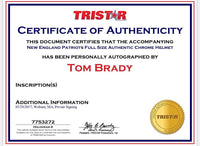 Tom Brady Autographed Full Size Authentic Chrome Helmet - Tristar and GOAT COA