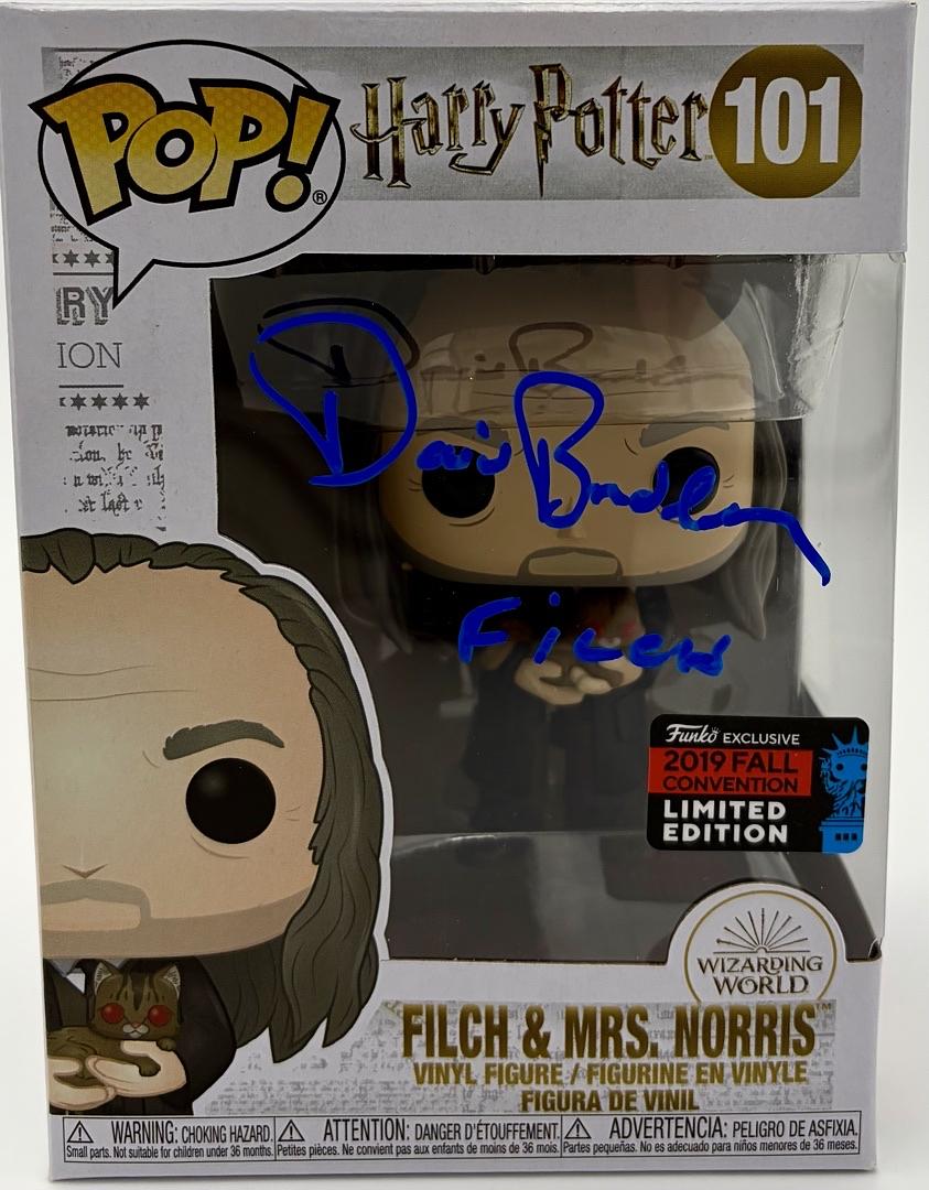 David Bradley Signed Funko Pop #101 Argus Filch (Harry Potter) w/character name - SWAU