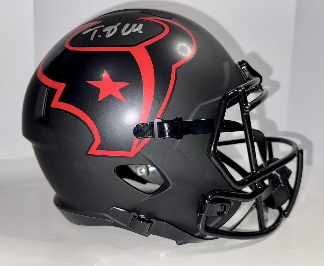 Tank Dell (Texans) signed full size replica Eclipse helmet - Schwartz and Players Ink COA