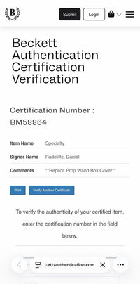 Daniel Radcliffe Signed Replica Wand (Harry Potter) - Beckett COA