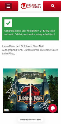 Sam Neill Laura Dern Jeff Goldblum Signed 8x10 (Jurassic World) -  Celebrity Authentics (Copy)