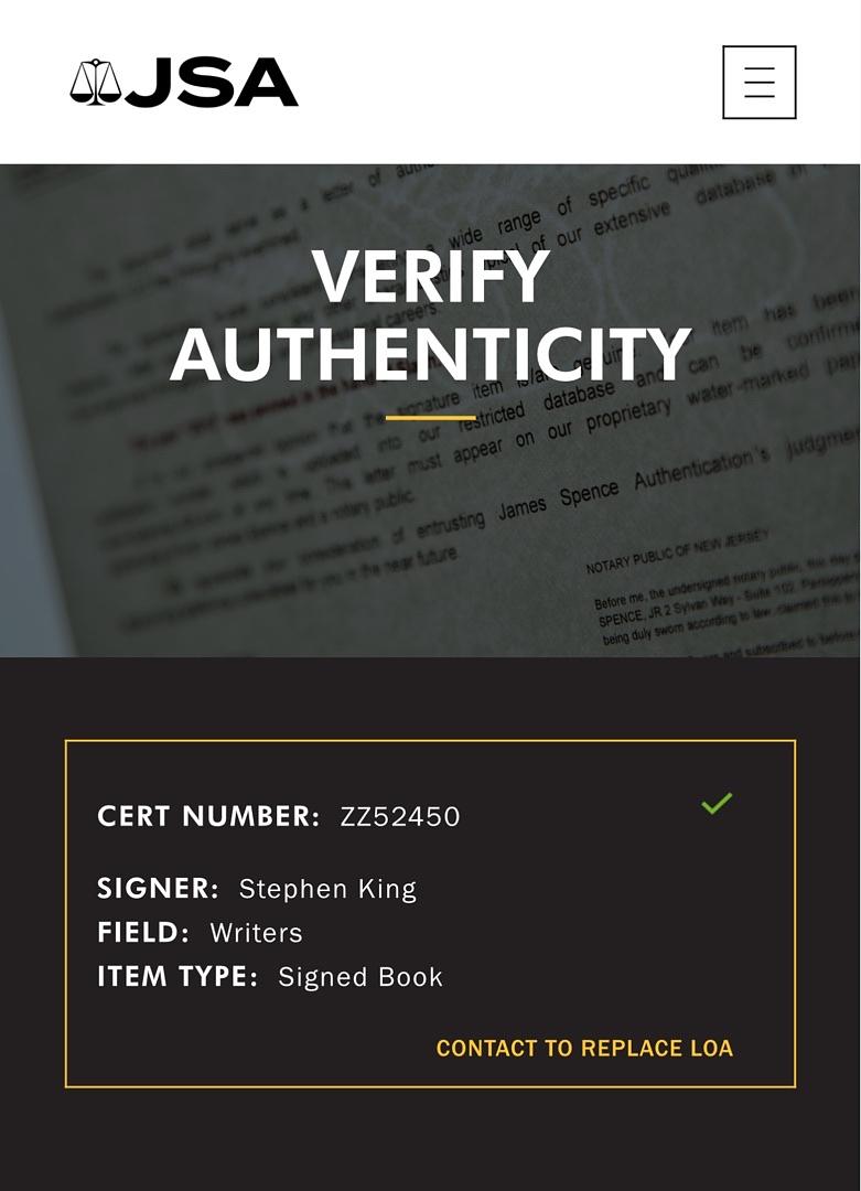 Stephen King Autographed Tommyknockers Signed Inscribed Slipcase Edition JSA w/full letter of authenticity