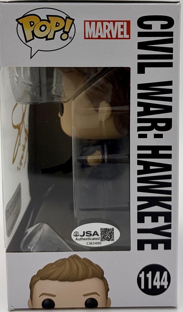 Jeremy Renner Signed "Hawkeye" Funko #1144 (Civil War) w/character name - JSA COA
