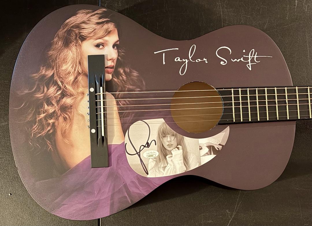 Taylor Swift Signed Purple/Picture Guitar - JSA COA