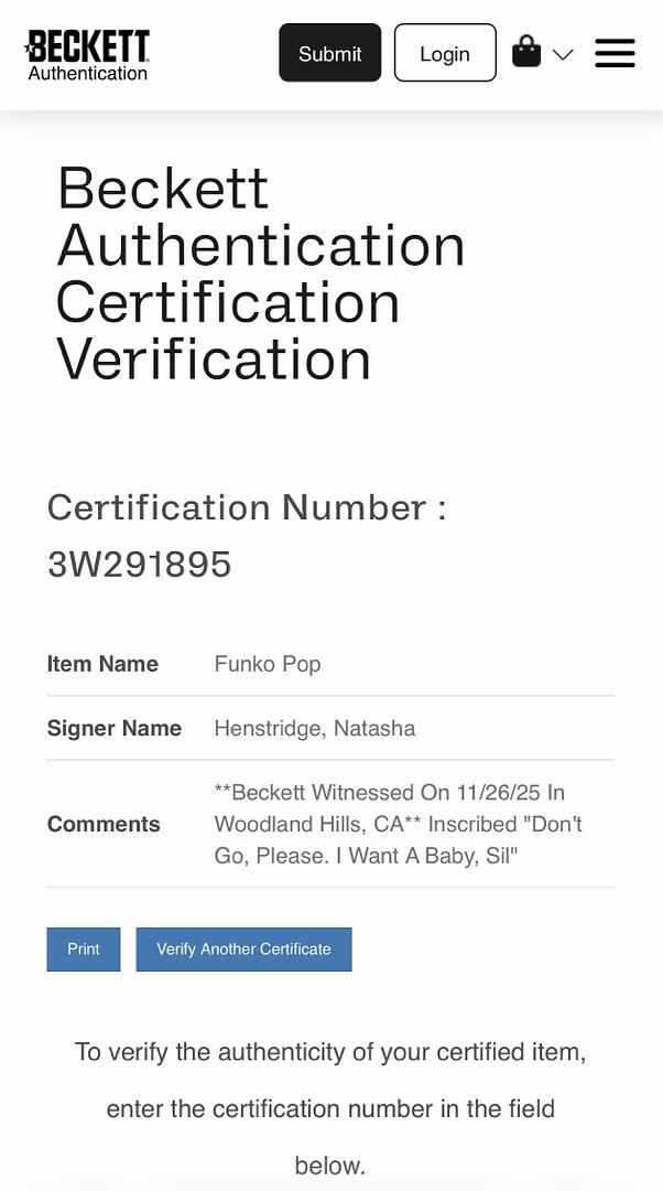 Natasha Henstridge signed "Sil" Funko #1906 w/quote (Species) - Beckett COA