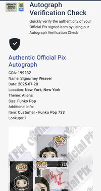 Sigourney Weaver Signed Funko Pop #733 Ripley & Jonesy Aliens