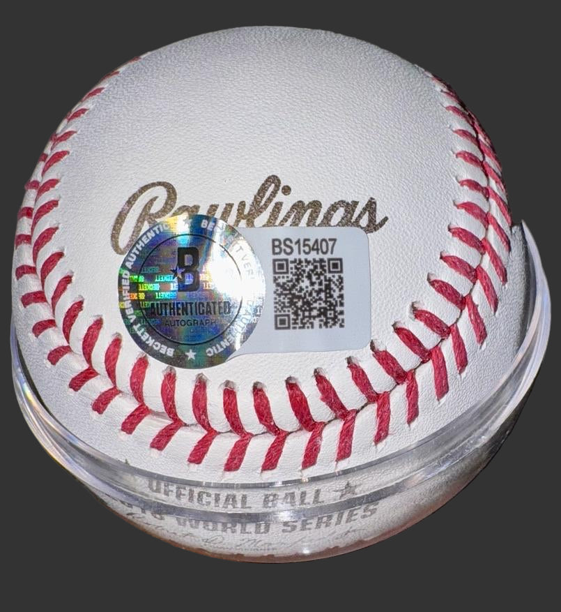 Steve Pearce signed 2018 World Series baseball w/MVP inscription - Beckett COA