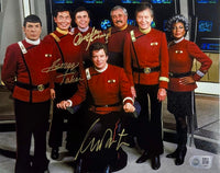 Star Trek Cast Walter Koenig, George Takei, William Shatner Signed 8x10 Photo - SWAU COA