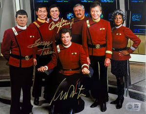 Star Trek Cast Walter Koenig, George Takei, William Shatner Signed 8x10 Photo - SWAU COA