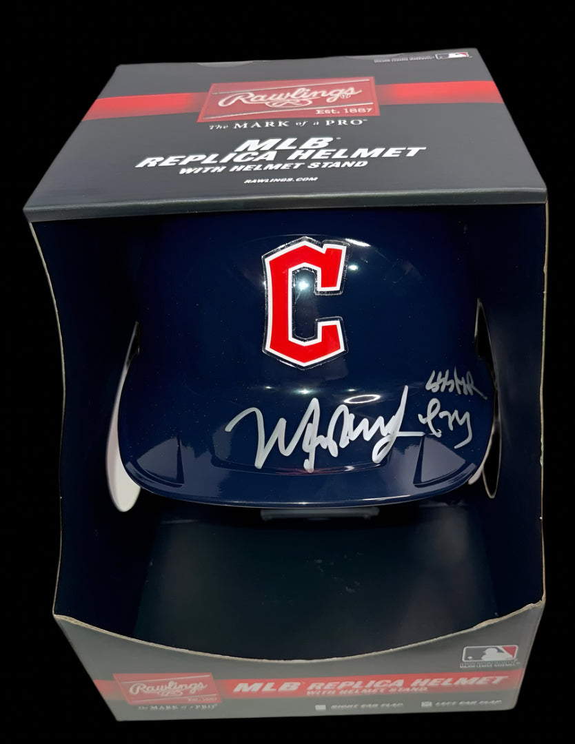 Manny Ramirez (Cleveland) signed full size batting helmet w/555 home run inscription Beckett COA