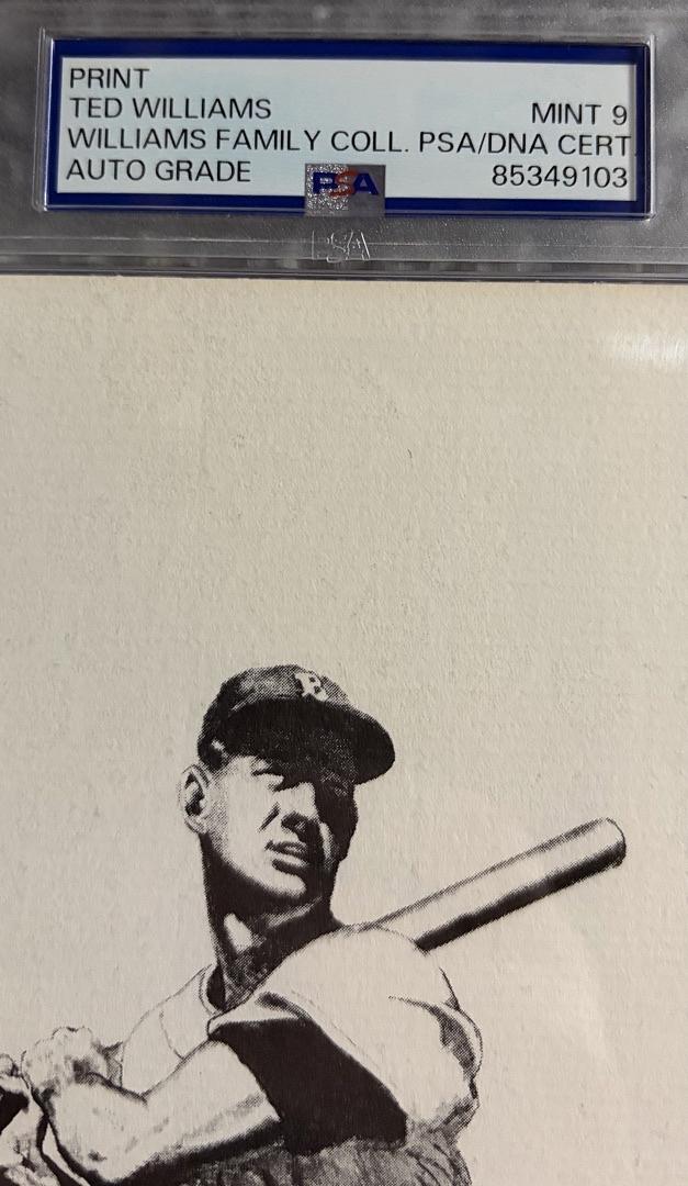 Ted Williams signed 8.5x11 Print Graded Mint 9 - PSA Encapsulated
