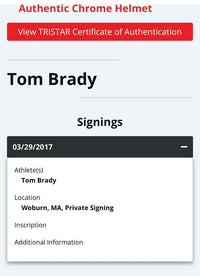 Tom Brady Autographed Full Size Authentic Chrome Helmet - Tristar and GOAT COA