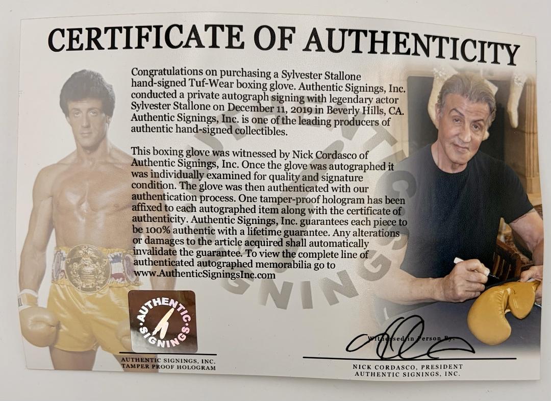 Sylvester Stallone signed boxing glove (Rocky) - ASI COA