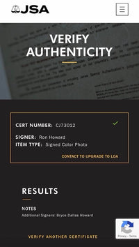 Ron Howard & Bryce Dallas Howard signed 8x10 JSA COA *RARE*