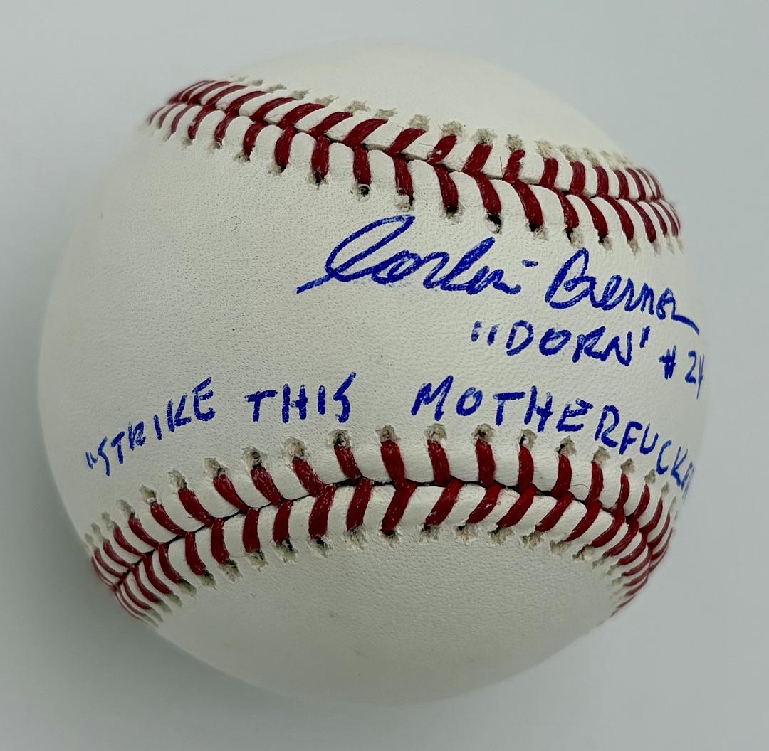 Corbin Bernsen signed ROMLB baseball w/character name & quote (Major League) - JSA COA