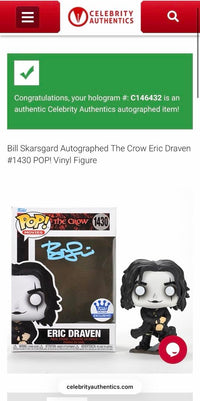 Bill Skarsgard signed "Eric Draven" Funko #1430 (The Raven) - Beckett COA