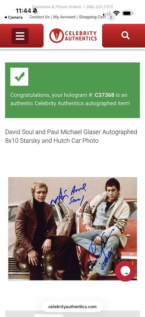 Paul Michael Glaser and David Soul (Starsky & Hutch) signed 8x10 w/character names - Celebrity Authentics COA