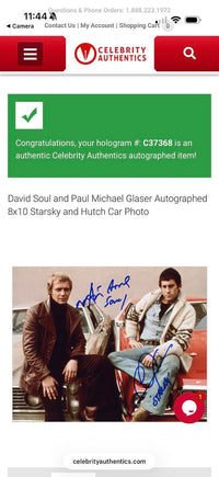 Paul Michael Glaser and David Soul (Starsky & Hutch) signed 8x10 w/character names - Celebrity Authentics COA