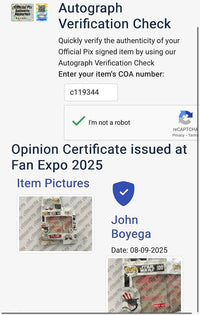 John Boyega signed "FN-2187" Funko Pop #100 w/character name and long quote - Official Pix COA
