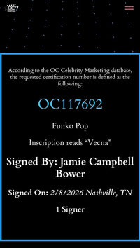 Jamie Campbell Bower signed Signature Series "Vecna" Funko #1806 (Stranger Things) - OC Celebrity Marketing COA