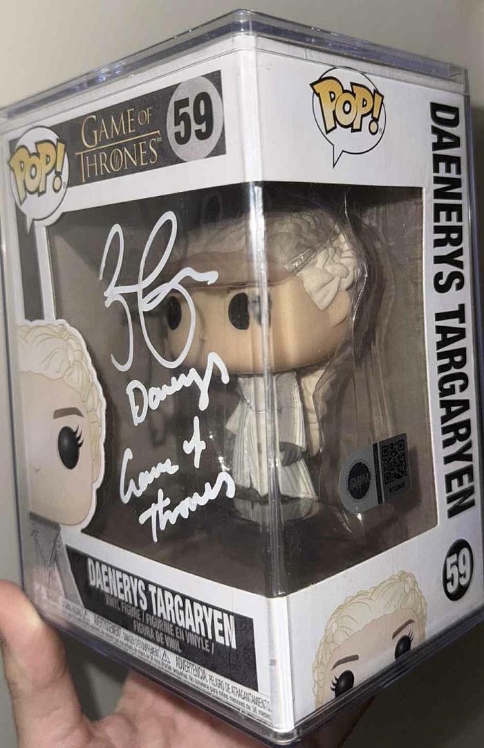 Emilia Clarke Signed Funko Pop #59 Daenerys Targaryen w/character name & quote (GOT) - SWAU COA