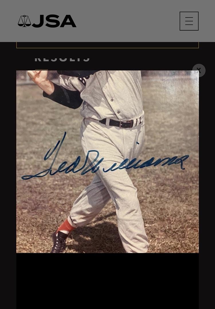 Ted Williams (Red Sox) signed 8x10 - JSA COA
