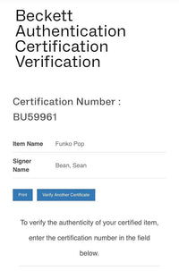 Sean Bean Signed Funko Pop #02 Ned Stark (Game Of Thrones)  - Beckett COA