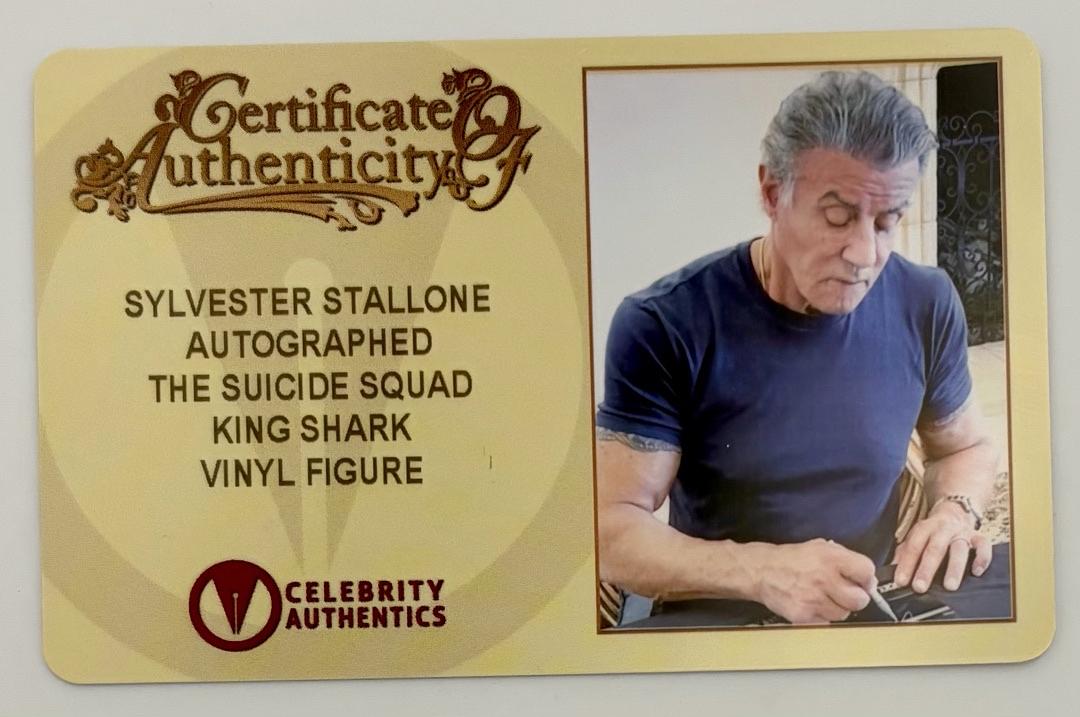 Sylvester Stallone Signed Funko Pop #1114 King Shark (Suicide Squad) - Celebrity Authentics COA