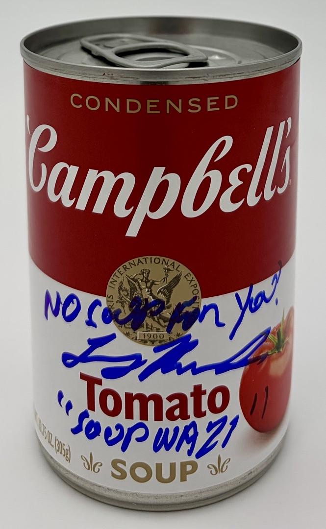 Larry Thomas signed Campbell's soup can (Seinfeld) - Tri-Star COA