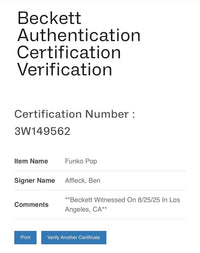 Ben Affleck signed "Batman" Funko #1341 (Flash) - Beckett COA