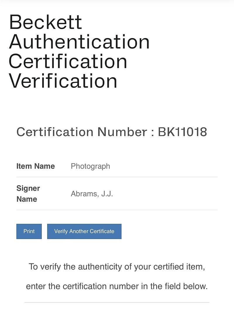 J.J. Abrams signed 11x14 (Star Wars) - Beckett COA