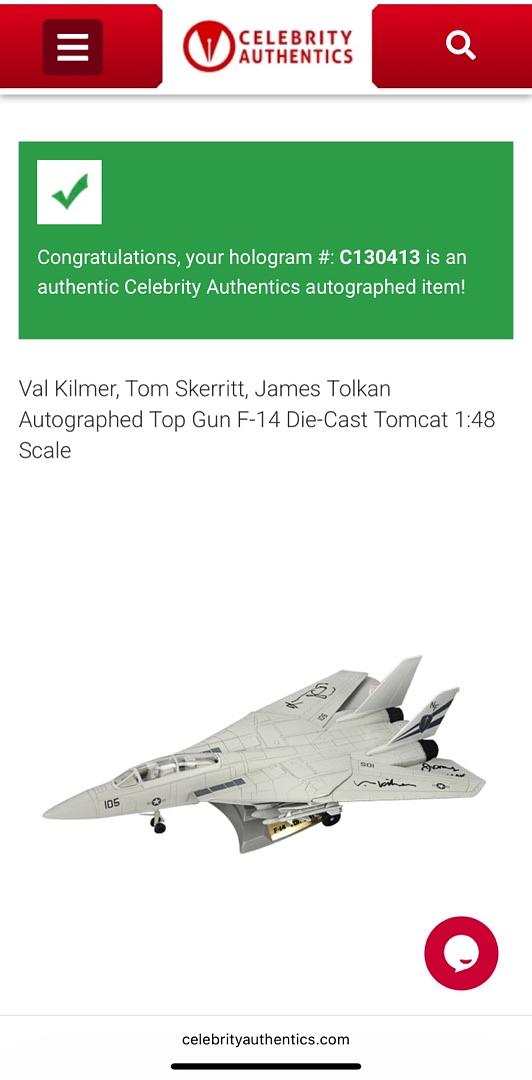 Val Kilmer, Tom Skerritt, James Tolkan, Whip Hubley & Michael Ironside Signed F-14 Tomcat Aircraft Replica - Celebrity Authentics