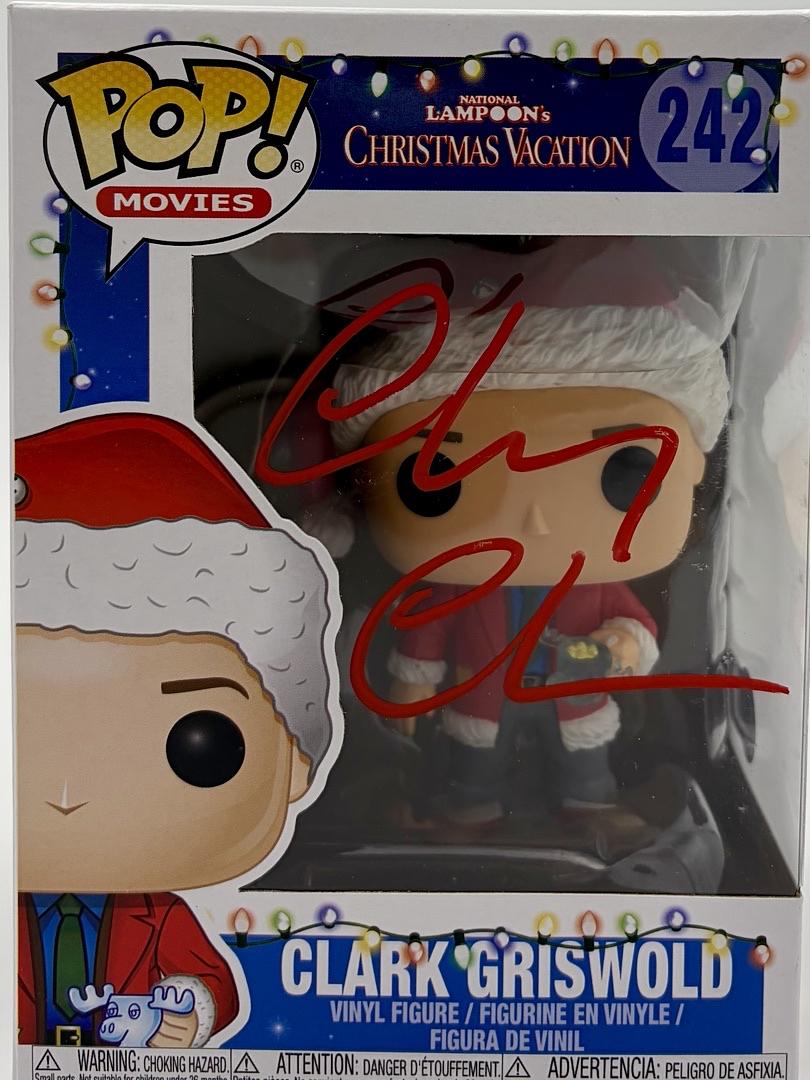 Chevy Chase and Beverly D'Angelo Signed Funko Pop #242 "Clark Griswold" (Christmas Vacation) - Beckett & JSA COA