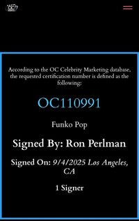 Ron Perlman signed "Optimus Primal" Funko #1376 - OC Celebrity Marketing COA