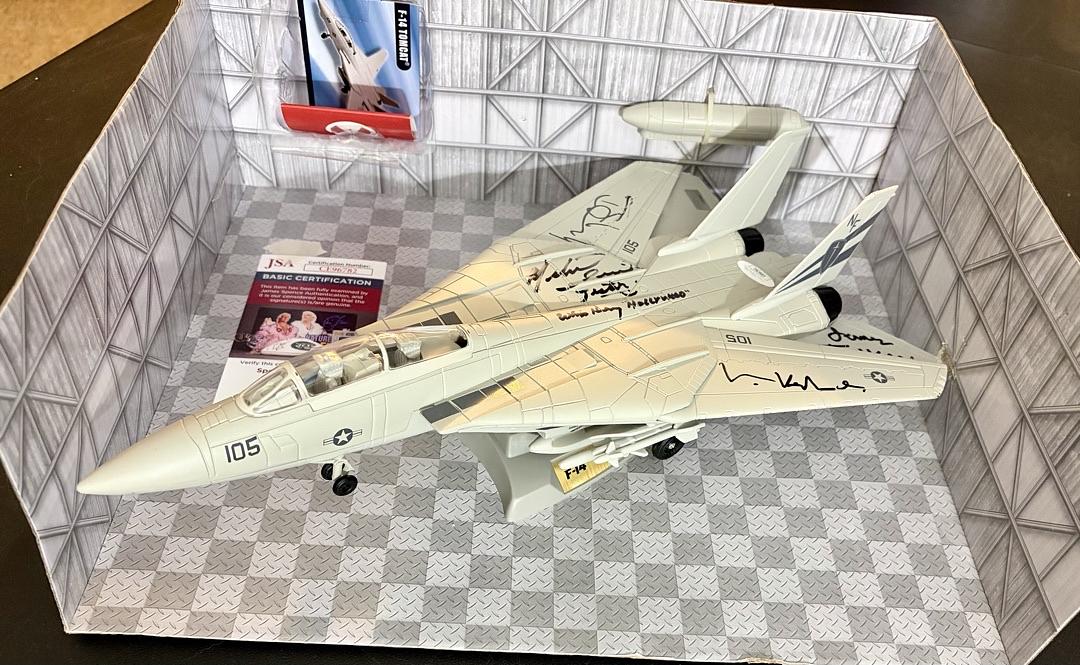 Val Kilmer, Tom Skerritt, James Tolkan, Whip Hubley and Michael Ironside Signed F-14 Tomcat Aircraft Replica - Celebrity Authentics