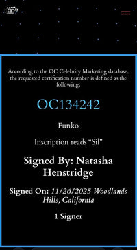 Natasha Henstridge signed "Sil" Funko #1906 (Species) - OC Celebrity Marketing COA