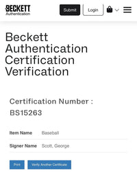 George Scott Signed Baseball - Beckett COA