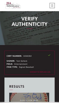 Tom Selleck signed, inscribed baseball *RARE* - JSA COA w/full letter of authenticity
