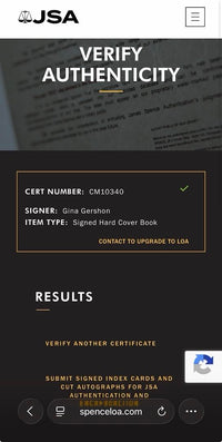 Gina Gershon signed hard cover book "AlphaPussy" - JSA COA